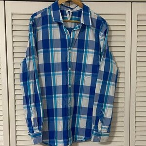 Kirra Blue and White Plaid Casual Shirt